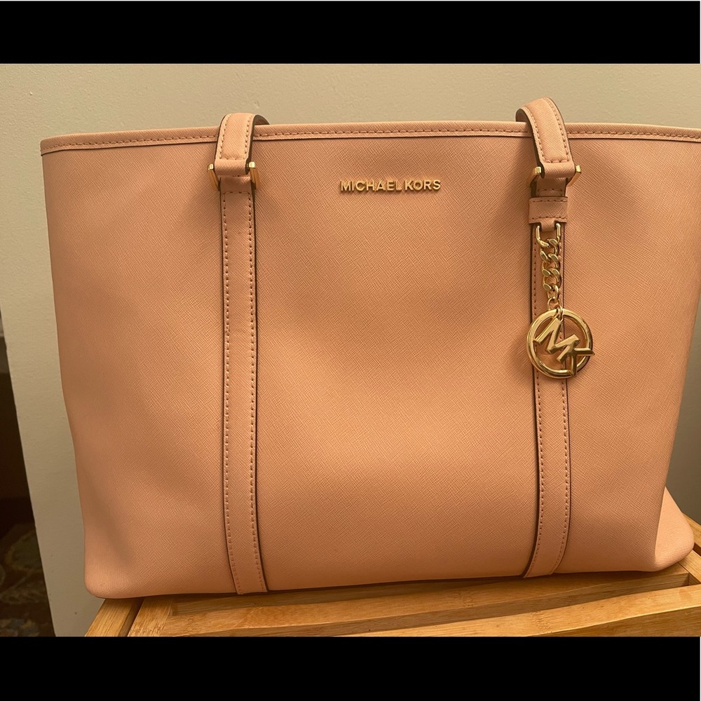 Michael Kors Pink Saffiano Leather Laptop Tote